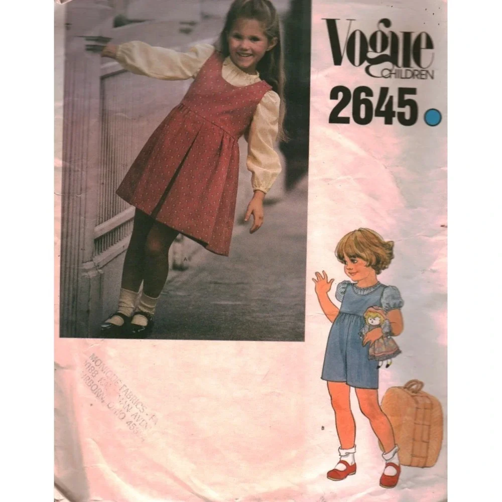 Vintage Vogue Children 2645 Sewing Pattern Jumper Jumpsuit Blouse Size 6X cut